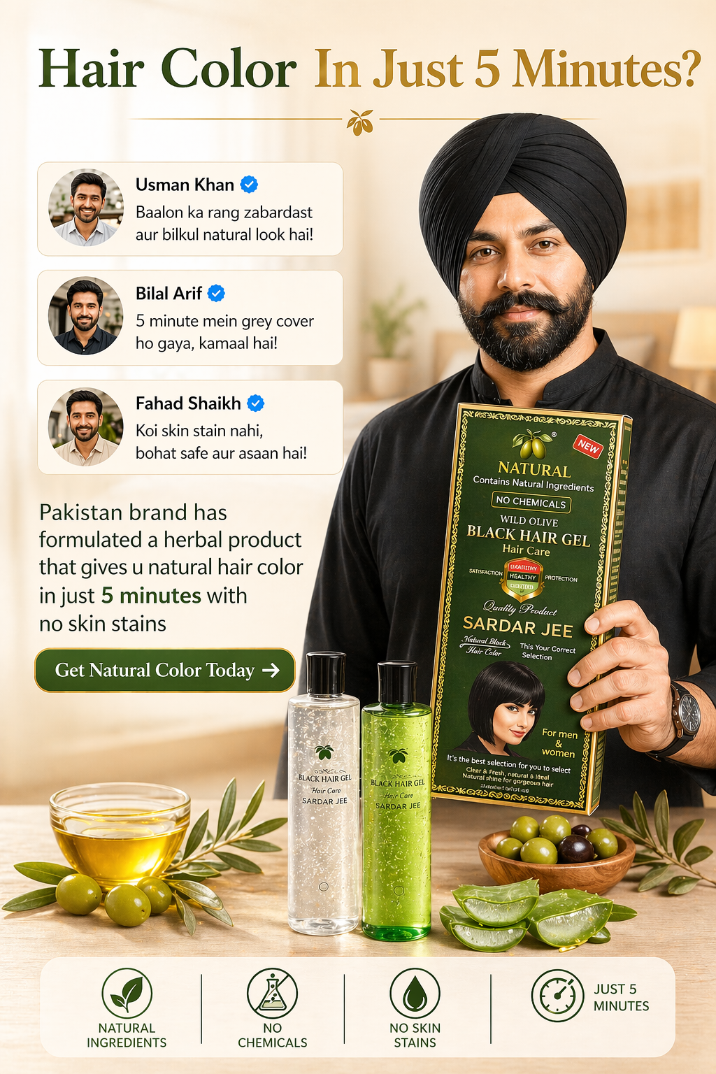 Sardarjee Hair color gel - 5 mins color guarantee